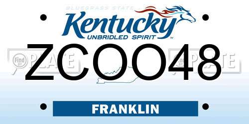 ZCOO48 Kentucky License Plate