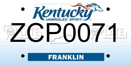 ZCP0071 Kentucky License Plate