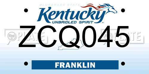 ZCQ045 Kentucky License Plate