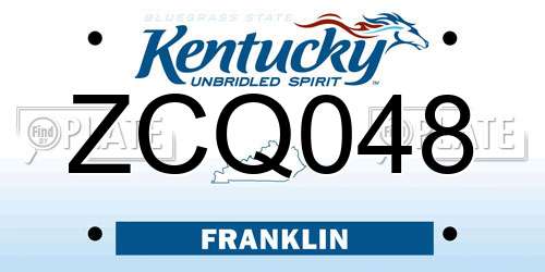 ZCQ048 Kentucky License Plate