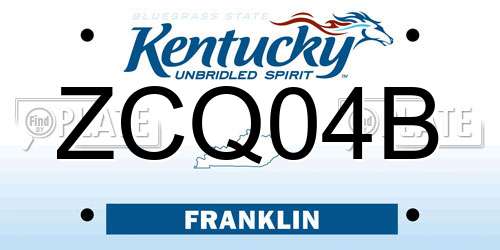 ZCQ04B Kentucky License Plate