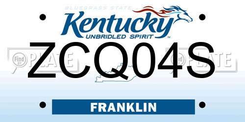 ZCQ04S Kentucky License Plate