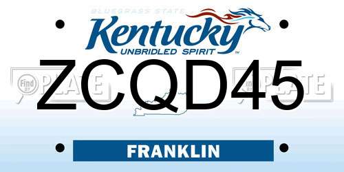 ZCQD45 Kentucky License Plate