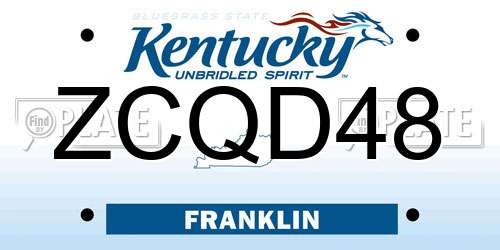 ZCQD48 Kentucky License Plate