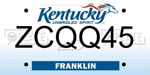 ZCQQ45 Kentucky License Plate