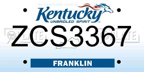 ZCS3367 Kentucky License Plate