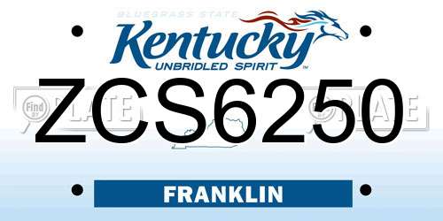 ZCS6250 Kentucky License Plate