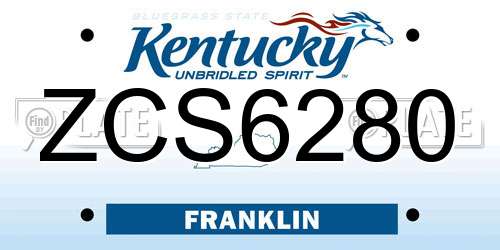 ZCS6280 Kentucky License Plate