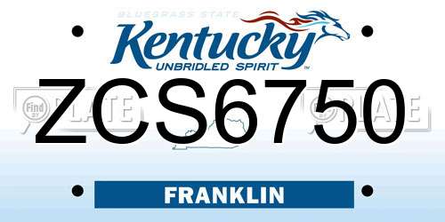 ZCS6750 Kentucky License Plate