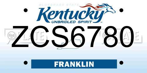 ZCS6780 Kentucky License Plate