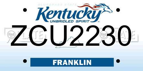 ZCU2230 Kentucky License Plate