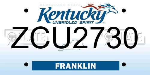 ZCU2730 Kentucky License Plate