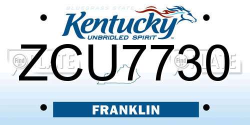 ZCU7730 Kentucky License Plate