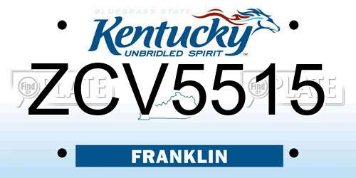 ZCV5515 Kentucky License Plate