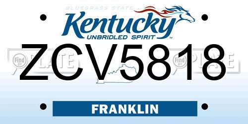 ZCV5818 Kentucky License Plate