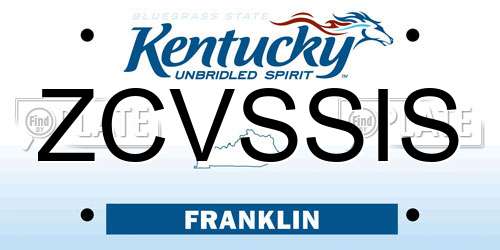 ZCVSSIS Kentucky License Plate