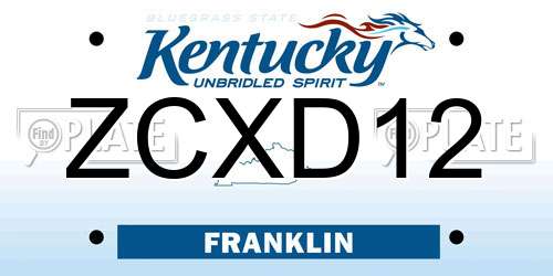 ZCXD12 Kentucky License Plate