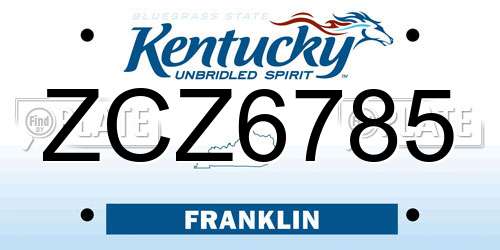 ZCZ6785 Kentucky License Plate