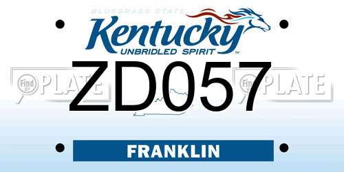 ZD057 Kentucky License Plate