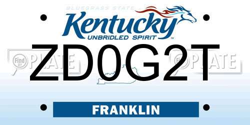 ZD0G2T Kentucky License Plate
