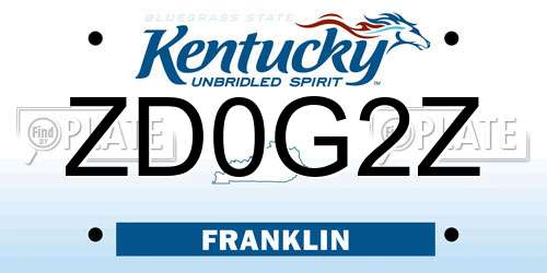 ZD0G2Z Kentucky License Plate