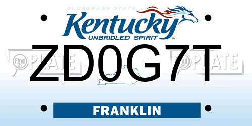 ZD0G7T Kentucky License Plate
