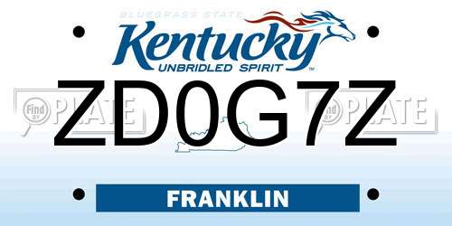 ZD0G7Z Kentucky License Plate