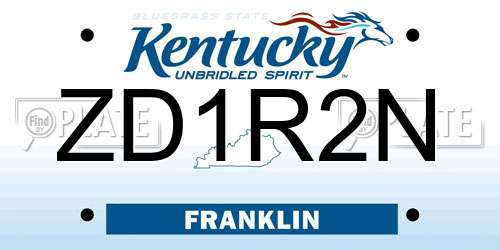 ZD1R2N Kentucky License Plate