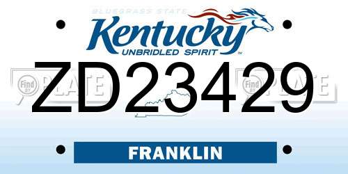 ZD23429 Kentucky License Plate