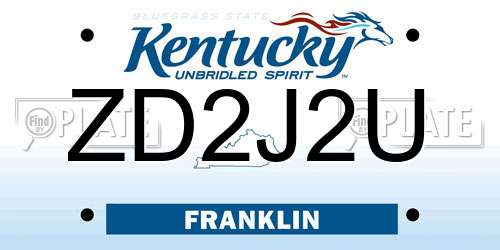 ZD2J2U Kentucky License Plate