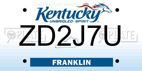 ZD2J7U Kentucky License Plate