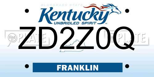 ZD2Z0Q Kentucky License Plate