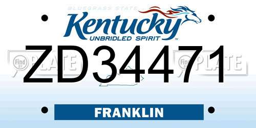 ZD34471 Kentucky License Plate