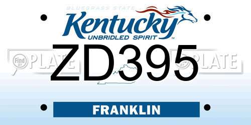 ZD395 Kentucky License Plate