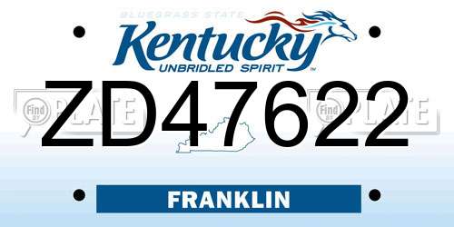 ZD47622 Kentucky License Plate
