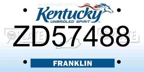 ZD57488 Kentucky License Plate