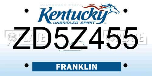 ZD5Z455 Kentucky License Plate