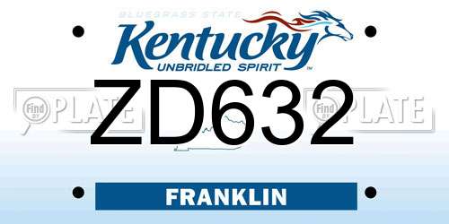 ZD632 Kentucky License Plate