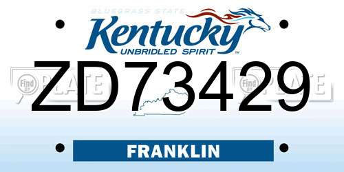 ZD73429 Kentucky License Plate