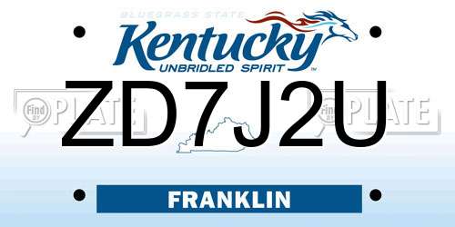 ZD7J2U Kentucky License Plate