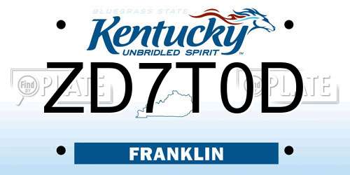 ZD7T0D Kentucky License Plate