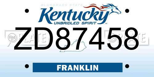 ZD87458 Kentucky License Plate