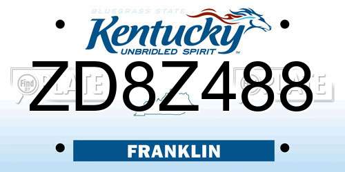 ZD8Z488 Kentucky License Plate