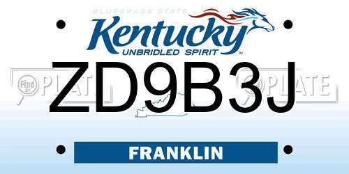 ZD9B3J Kentucky License Plate