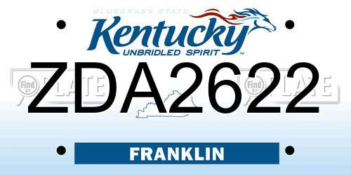 ZDA2622 Kentucky License Plate