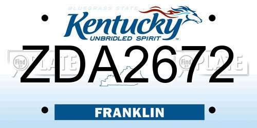 ZDA2672 Kentucky License Plate