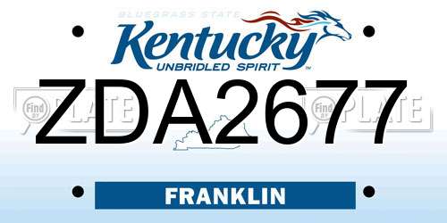 ZDA2677 Kentucky License Plate