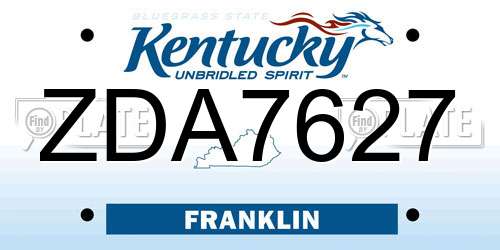 ZDA7627 Kentucky License Plate