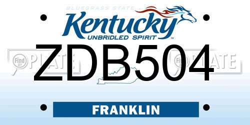 ZDB504 Kentucky License Plate