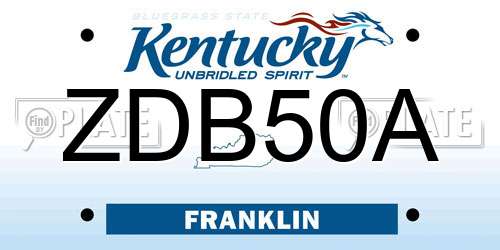 ZDB50A Kentucky License Plate